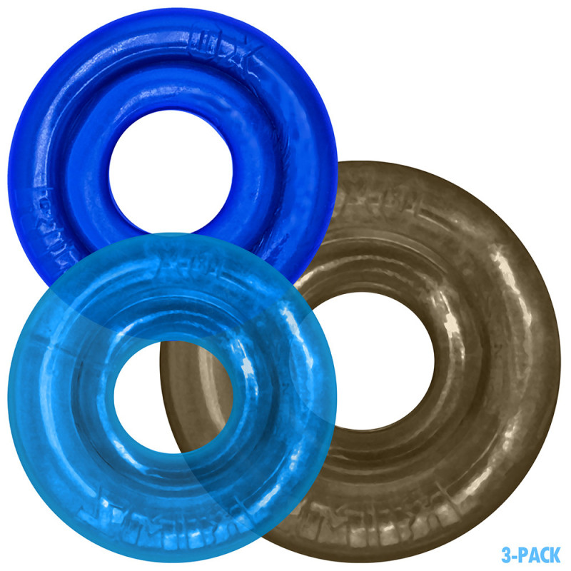 Oxballs Lot de 3 Cockrings Rimringz Gris-Bleus